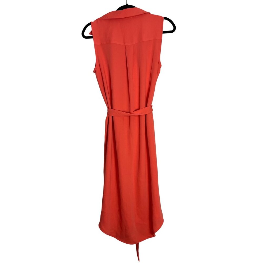 Adrienne Vittadini Coral Sleeveless Shirt Dress With Waist Tie Medium - Picture 2 of 5